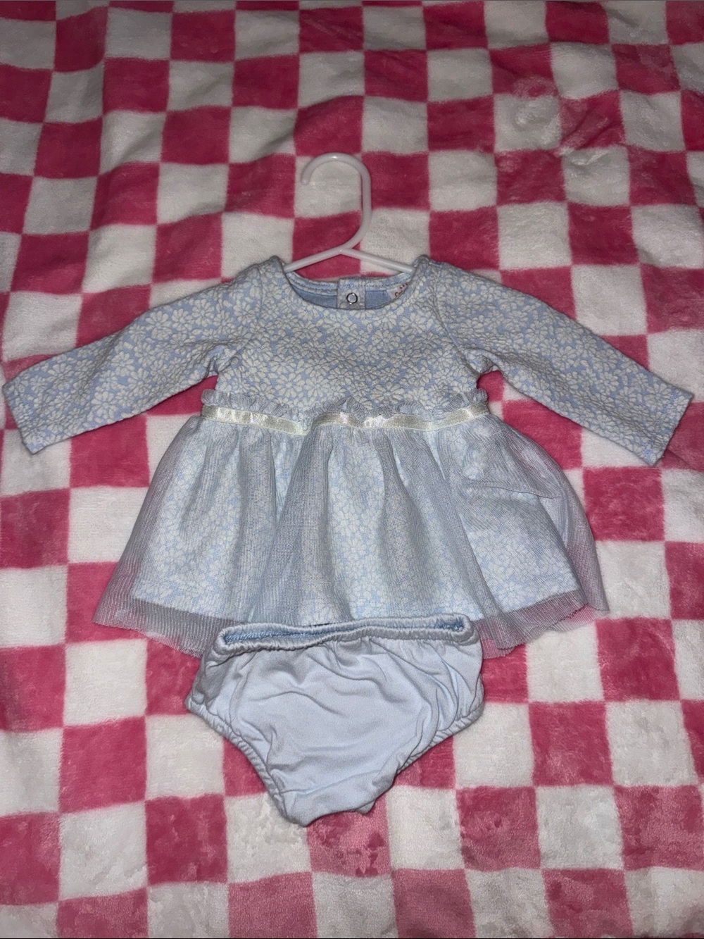 Cat & Jack Light Blue Floral Tulle Dress with Bloomers